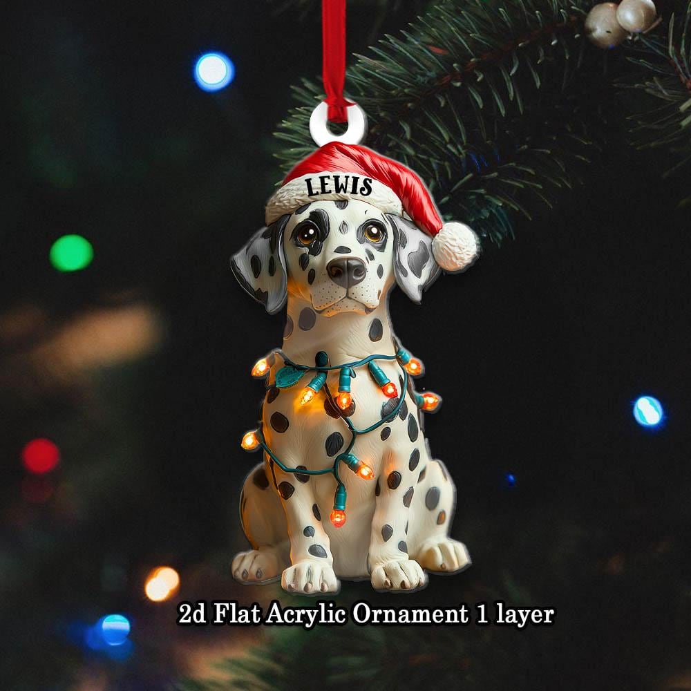 Customized Name Dalmatian Christmas Ornament, Dog First Christmas FLAT Ornament, Personalized Puppy Ornament
