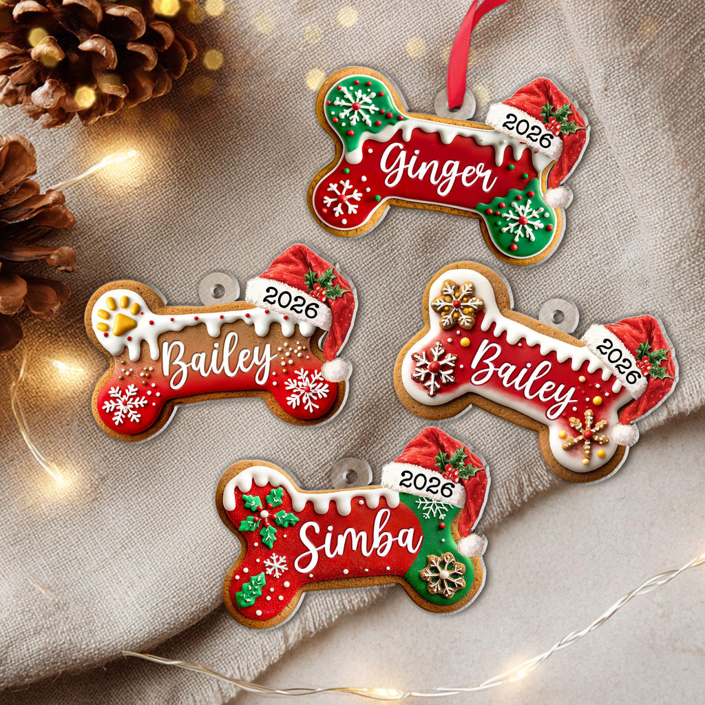 Custom Dog Bone Gingerbread Christmas Ornament, Custom Dog Ornament, Pet Ornament, Dog Lover Gift, New Dog Ornament, Christmas Decor
