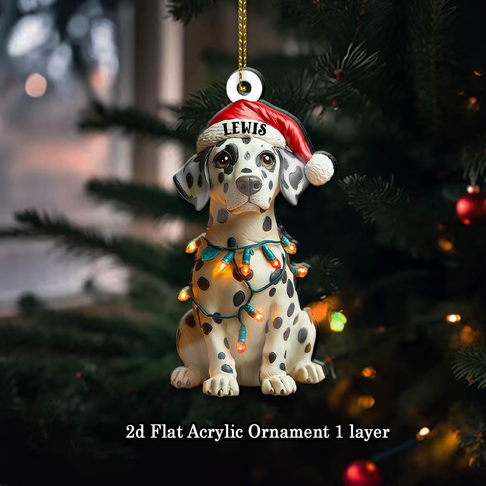 Customized Name Dalmatian Christmas Ornament, Dog First Christmas FLAT Ornament, Personalized Puppy Ornament