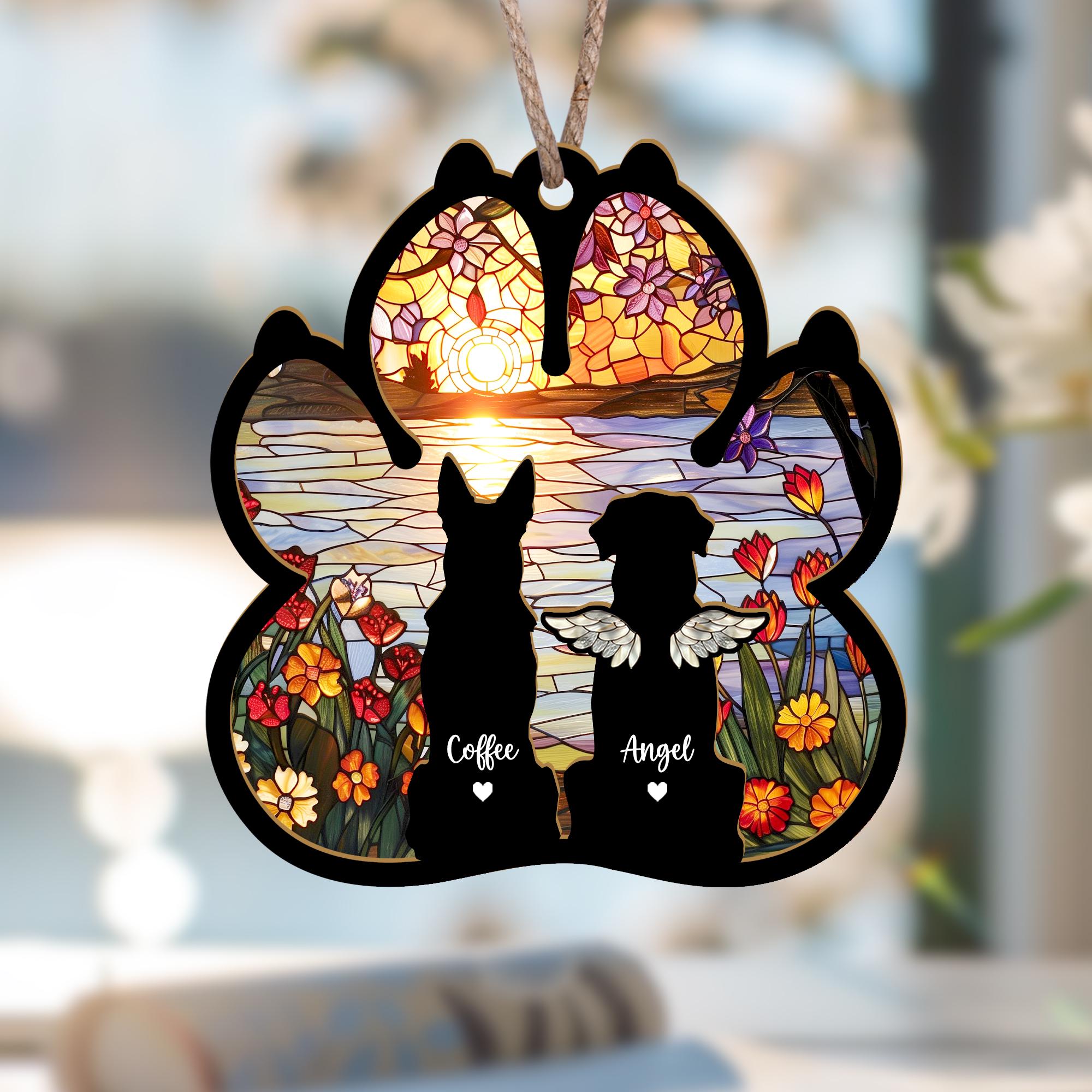 Personalized Dog Loss Sympathy Gift, Custom Dog Memorial Suncatcher Secondary image
