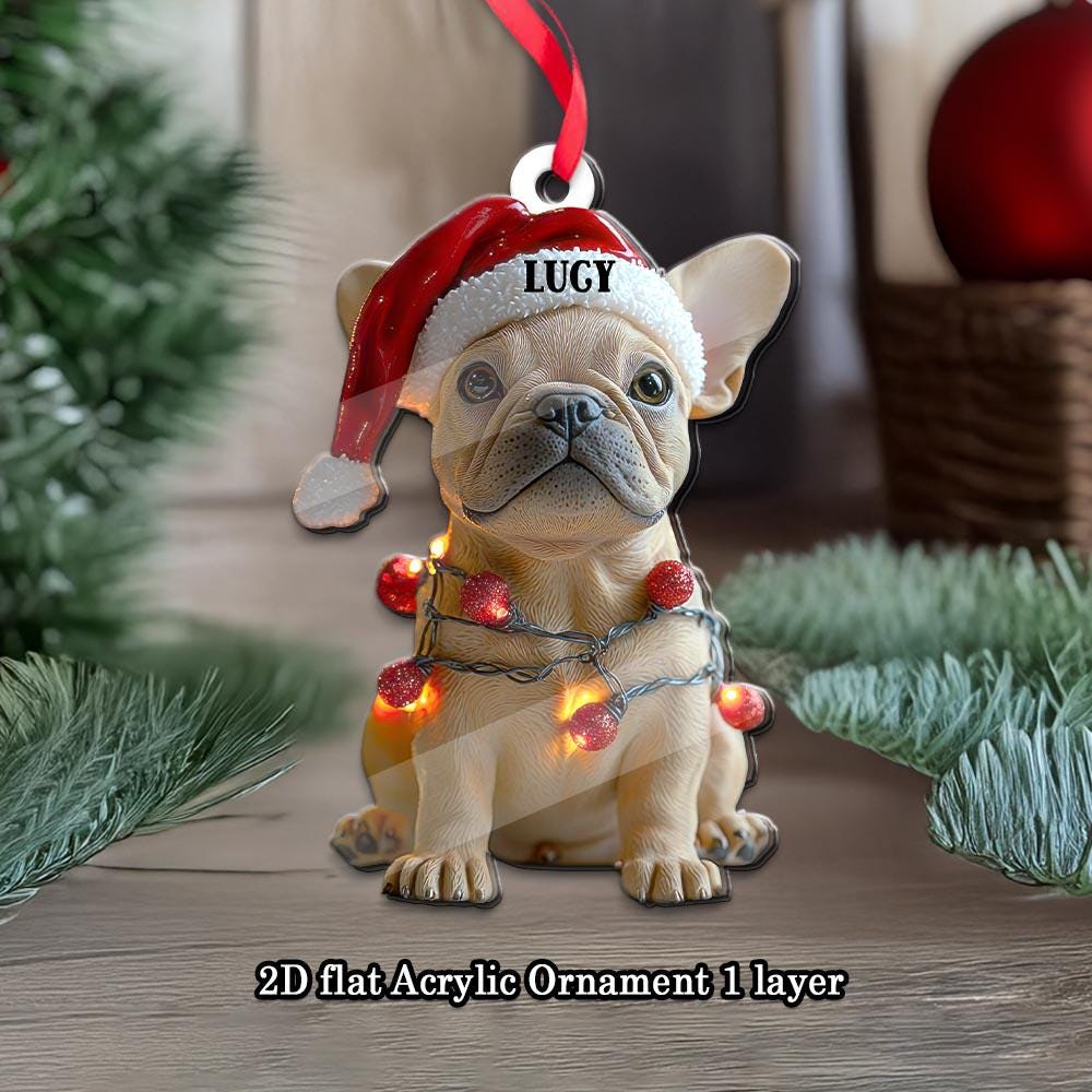 Custom French Bulldog Flat Ornament, Christmas French Bulldog Ornament, French Bulldog Christmas, French Bulldog Gifts, Christmas Decor