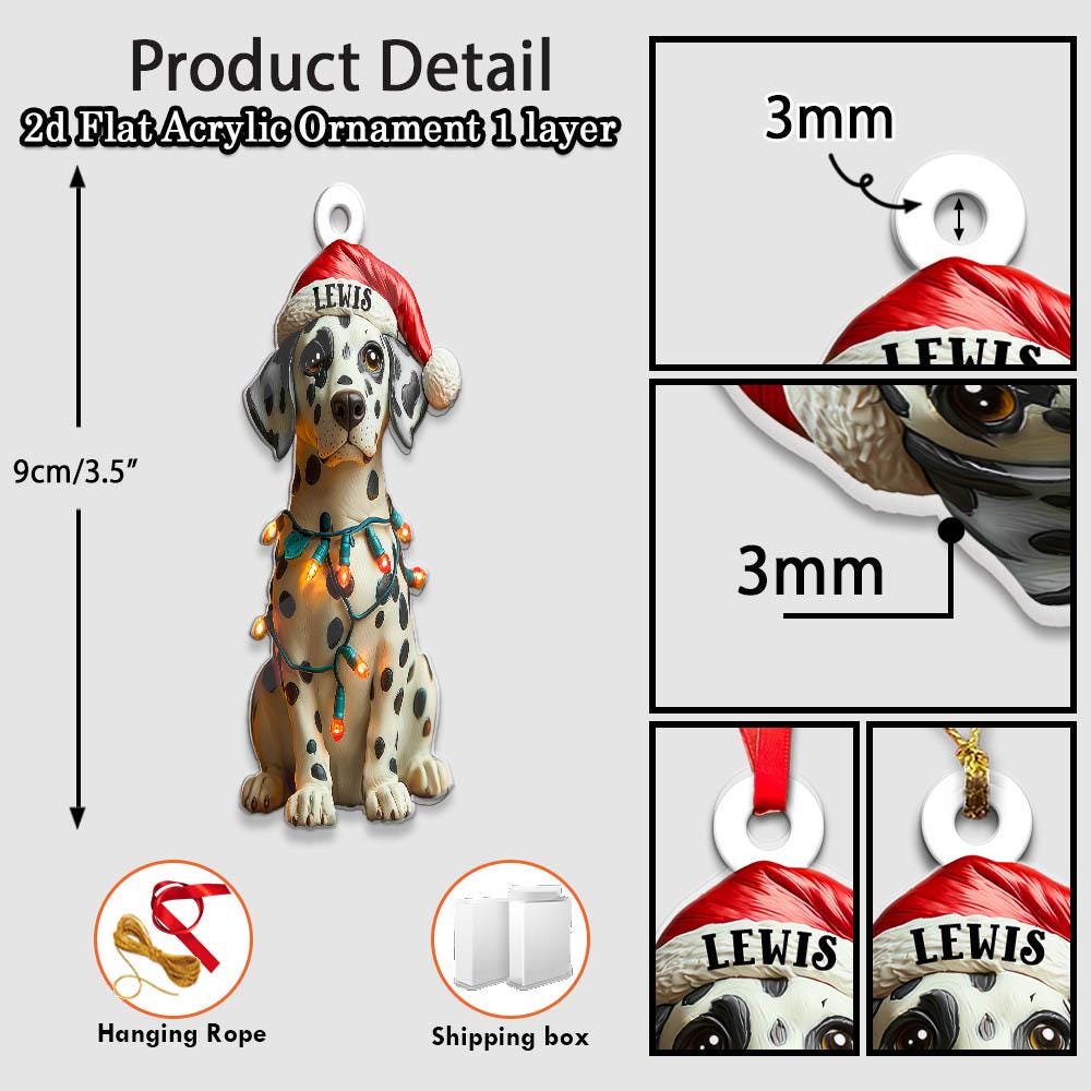 Customized Name Dalmatian Christmas Ornament, Dog First Christmas FLAT Ornament, Personalized Puppy Ornament