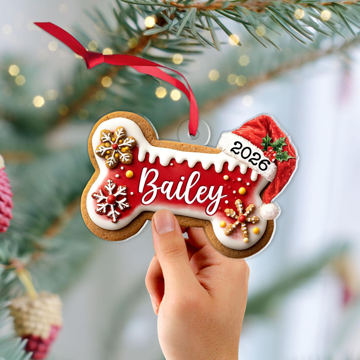 Custom Dog Bone Gingerbread Christmas Ornament, Custom Dog Ornament, Pet Ornament, Dog Lover Gift, New Dog Ornament, Christmas Decor