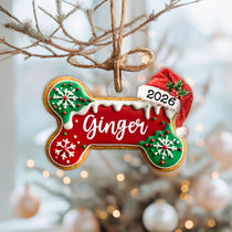 Custom Dog Bone Gingerbread Christmas Ornament, Custom Dog Ornament, Pet Ornament, Dog Lover Gift, New Dog Ornament, Christmas Decor