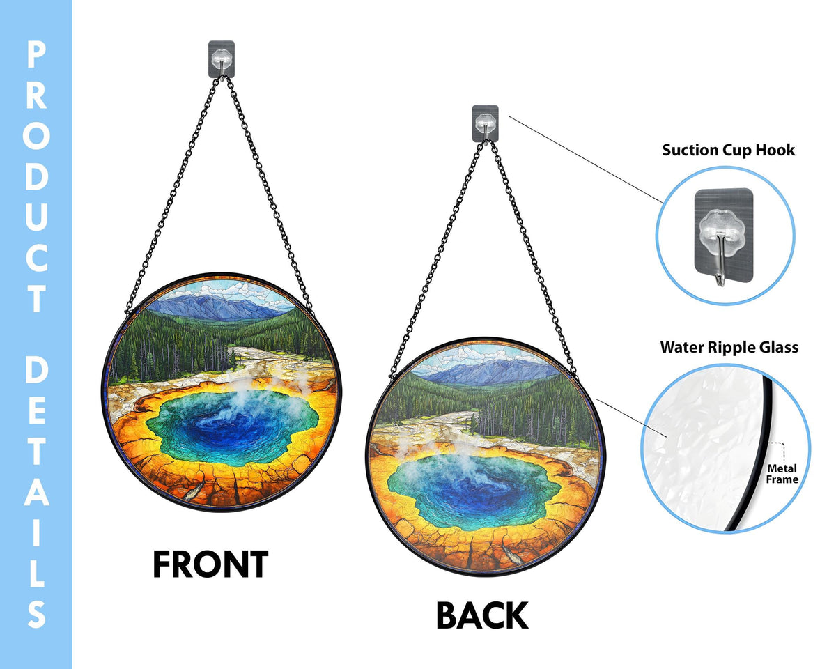 Yellowstone National Park Glass Suncatcher, US Park Sun Catcher, National Park Ornament, Window Hangings, Travel Gift, Nature Wall Art