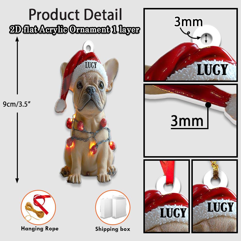 Custom French Bulldog Flat Ornament, Christmas French Bulldog Ornament, French Bulldog Christmas, French Bulldog Gifts, Christmas Decor