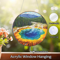 Yellowstone National Park Glass Suncatcher, US Park Sun Catcher, National Park Ornament, Window Hangings, Travel Gift, Nature Wall Art