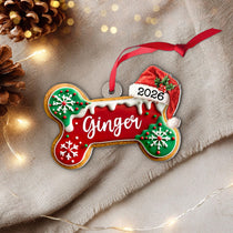 Custom Dog Bone Gingerbread Christmas Ornament, Custom Dog Ornament, Pet Ornament, Dog Lover Gift, New Dog Ornament, Christmas Decor