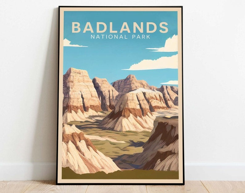 Badlands National Park Poster, South Dakota Wall Art, US National Parks Poster, Adventure Wall Art, Nature Poster, Travel Poster Main image