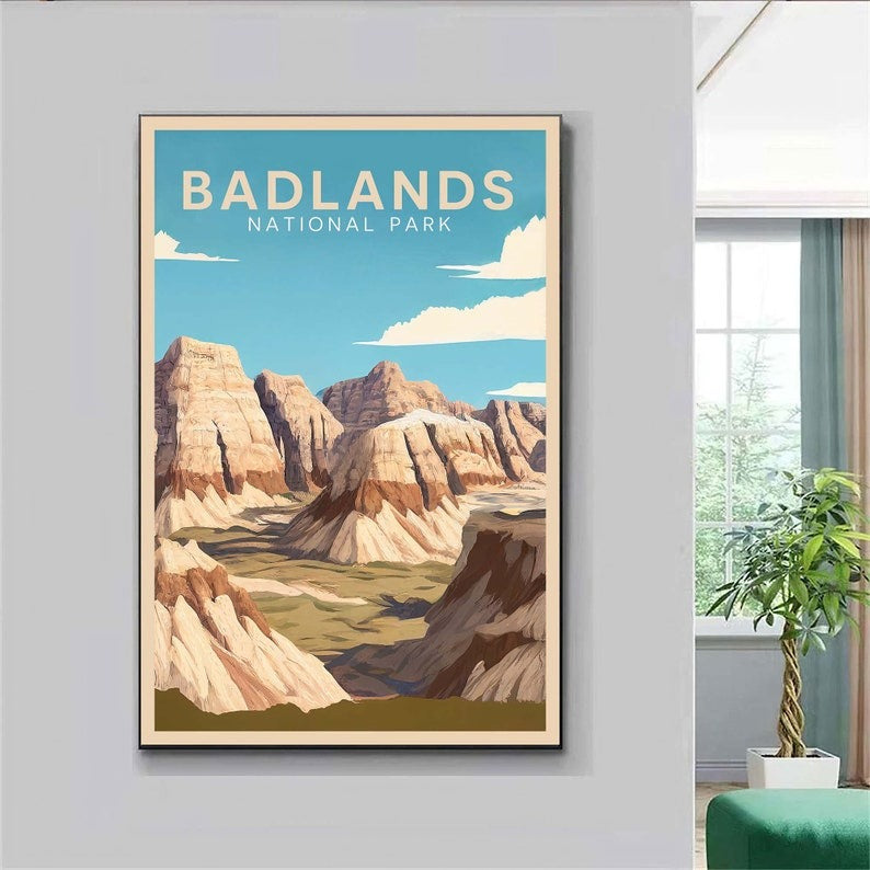 Badlands National Park Poster, South Dakota Wall Art, US National Parks Poster, Adventure Wall Art, Nature Poster, Travel Poster Secondary image