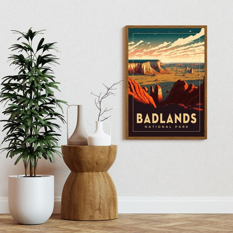 Badlands National Park Poster, South Dakota Poster, US National Parks Poster, Travel Wall Art, Nature Lover Poster, Landscape Poster Secondary image