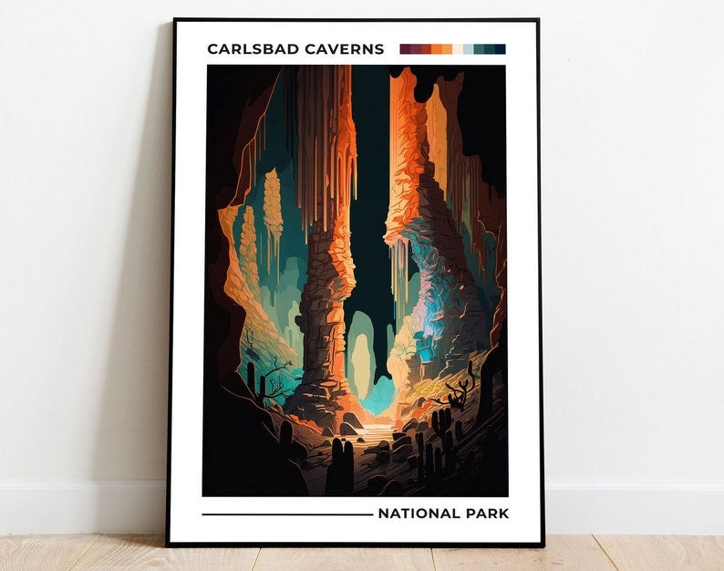 Carlsbad Caverns National Park Poster, US National Parks Poster, New Mexico Poster, Travel Poster, Adventure Art, Nature Poster Main image