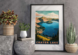 Crater Lake National Park Travel Poster, Oregon Wall Art, American National Parks Art, Hiking Poster, Nature Lover Art, Adventure Wall Art