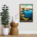 Crater Lake National Park Travel Poster, Oregon Wall Art, American National Parks Art, Hiking Poster, Nature Lover Art, Adventure Wall Art