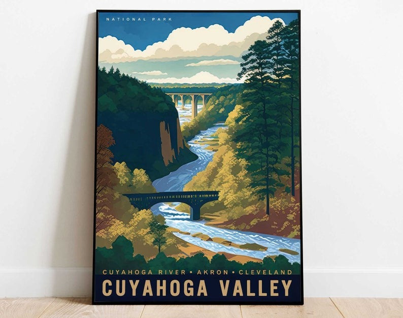 Cuyahoga Valley National Park Wall Art, Ohio Poster, US National Parks Art, Brandywine Falls Art, Nature Lover Art, Travel Poster Main image