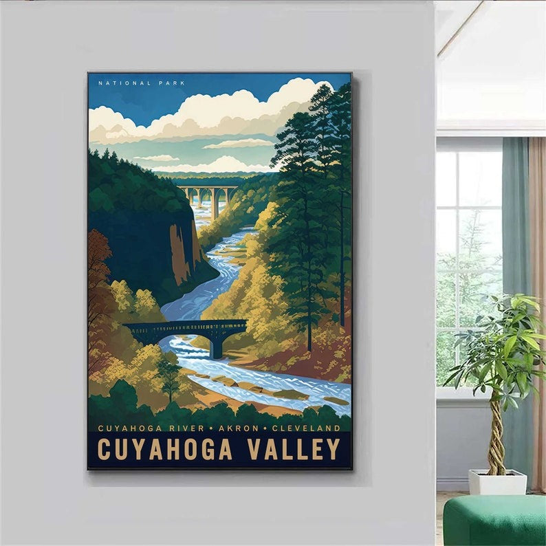Cuyahoga Valley National Park Wall Art, Ohio Poster, US National Parks Art, Brandywine Falls Art, Nature Lover Art, Travel Poster
