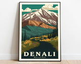 Denali National Park Alaska Poster, US National Parks Poster, Denali Art, Travel Poster, Landscape Poster, Nature Poster, Adventure Gift