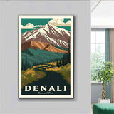 Denali National Park Alaska Poster, US National Parks Poster, Denali Art, Travel Poster, Landscape Poster, Nature Poster, Adventure Gift