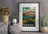 Denali National Park Alaska Poster, US National Parks Poster, Denali Art, Travel Poster, Landscape Poster, Nature Poster, Adventure Gift