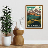 Denali National Park Alaska Poster, US National Parks Poster, Denali Art, Travel Poster, Landscape Poster, Nature Poster, Adventure Gift