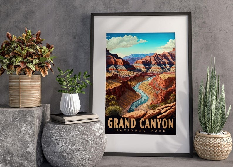 Grand Canyon National Park Poster, Arizona Poster, US National Parks Poster, Travel Art, Adventure Poster, Landscape Wall Decor
