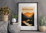 Great Smoky Mountains National Park Poster, Sunset Wall Art, Carolina Tennessee Poster, US National Parks Travel Poster, Adventure Wall Art