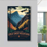 Great Smoky Mountains National Park Poster, Carolina Poster, Tennessee Wall Art, US National Parks Poster, Travel Poster, Adventure Wall Art