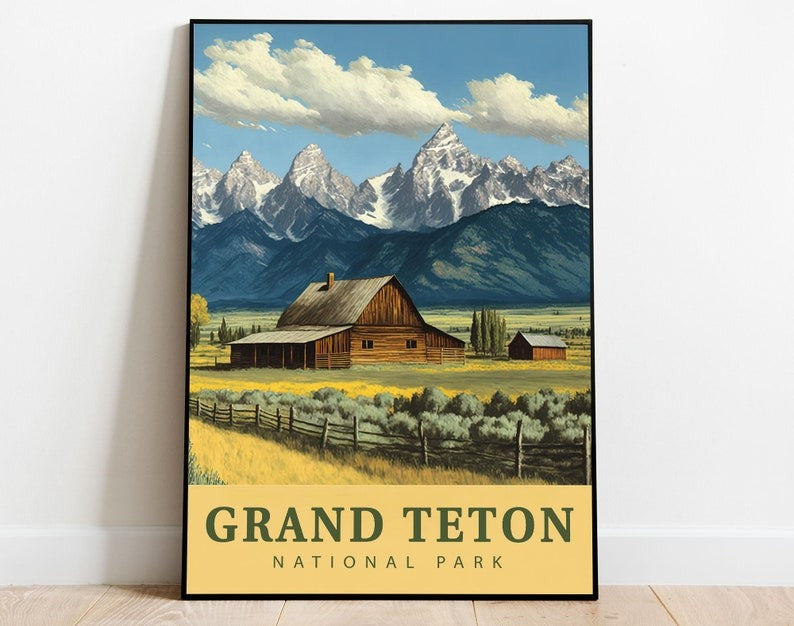 Moulton Barn And Teton Range Poster, Grand Teton National Park Poster, Wyoming Art, USA National Parks Poster, Travel Poster, Landscape Art Main image