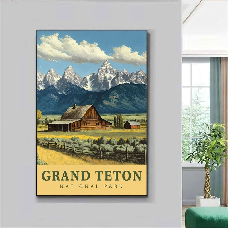 Moulton Barn And Teton Range Poster, Grand Teton National Park Poster, Wyoming Art, USA National Parks Poster, Travel Poster, Landscape Art Secondary image