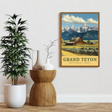 Moulton Barn And Teton Range Poster, Grand Teton National Park Poster, Wyoming Art, USA National Parks Poster, Travel Poster, Landscape Art