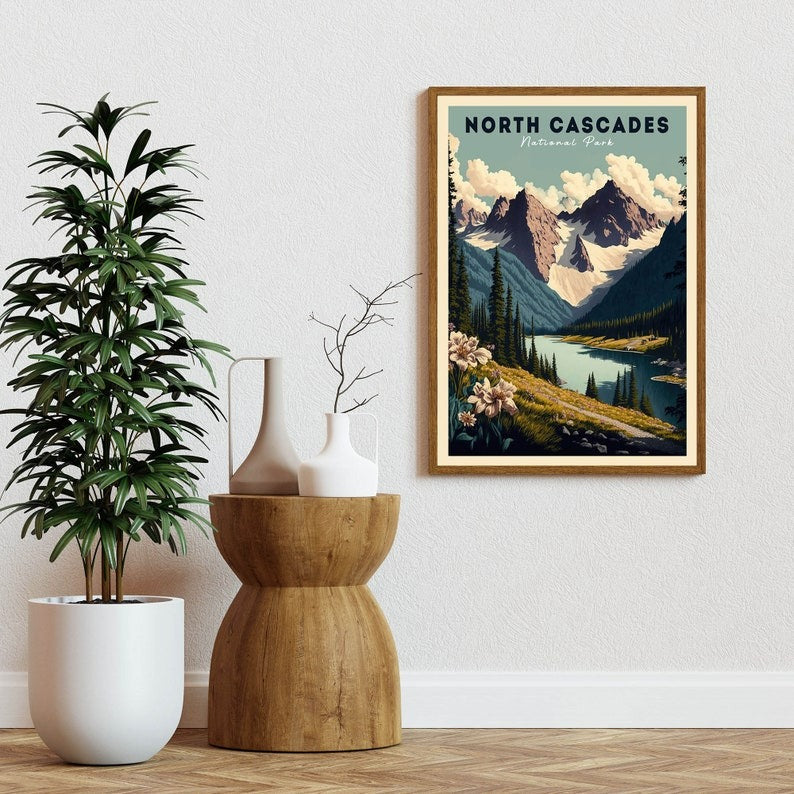 North Cascades National Park Poster, US National Park Poster, Washington Poster, Travel Poster, Nature Lover Art, Landscape Poster Secondary image