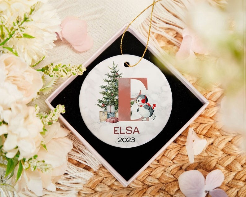Personalized Name Ornament, Family Christmas Ornament, Monogram Alphabet Ornament, Custom Initial Ornament, Custom Kid's Name Gift Main image