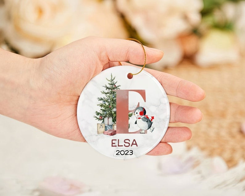 Personalized Name Ornament, Family Christmas Ornament, Monogram Alphabet Ornament, Custom Initial Ornament, Custom Kid's Name Gift Secondary image