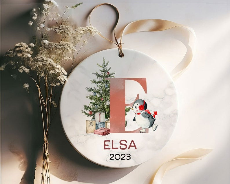 Personalized Name Ornament, Family Christmas Ornament, Monogram Alphabet Ornament, Custom Initial Ornament, Custom Kid's Name Gift