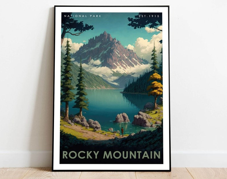 Rocky Mountain National Park Poster, Colorado Art, US National Parks Poster, Travel Poster, Nature Lover Art, Landscape Wall Art Main image