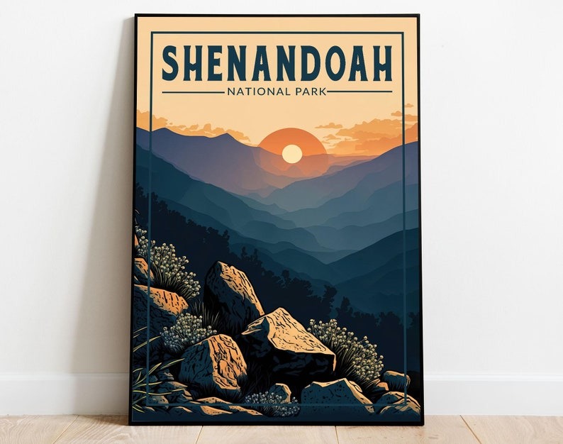 Sunset In Blue Ridge Mountains Shenandoah National Park Poster, Virginia Poster, US National Parks Poster, Travel Poster, Landscape Art Main image