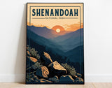 Sunset In Blue Ridge Mountains Shenandoah National Park Poster, Virginia Poster, US National Parks Poster, Travel Poster, Landscape Art