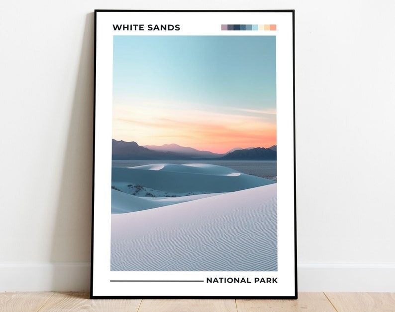 White Sands National Park Poster, US National Parks Poster, New Mexico Poster, Travel Poster, Landscape Poster, Adventure Art, Nature Poster Main image