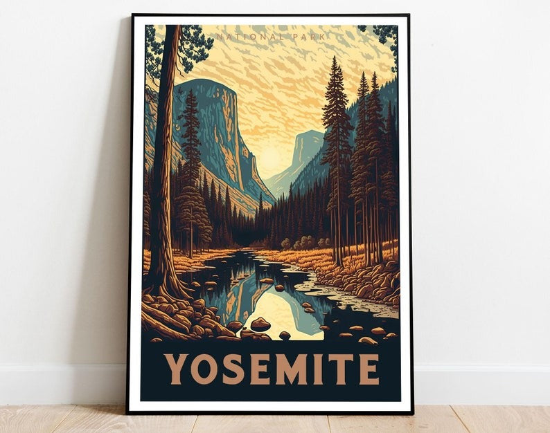 Yosemite National Park Poster, California Wall Art, US National Parks Poster, Travel Poster, Adventure Poster, Hiking Art, Landscape Art Main image