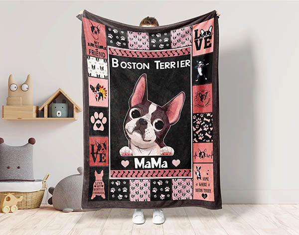 Boston Terrier Girl Blanket, Boston Terrier Dog Mom Blanket, Dog Lover Blanket, Dog Owner Blanket, Boston Terrier Mom Gift, Dog Mom Blanket Main image