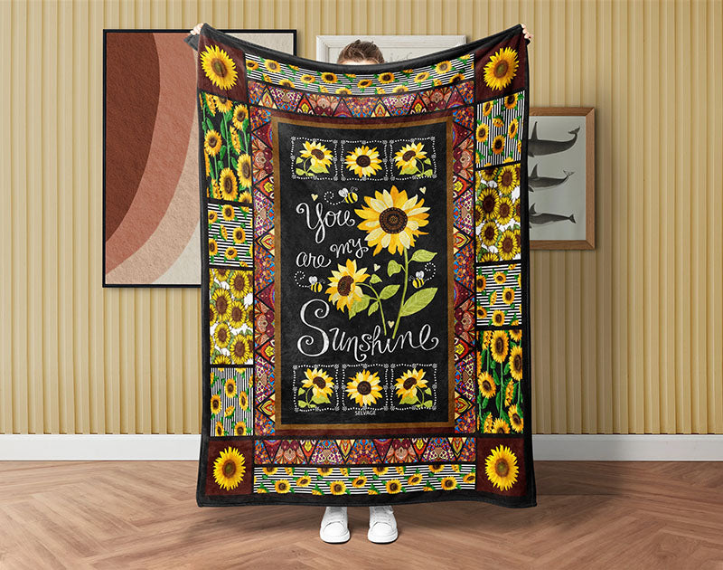 You Are My Sunshine Sunflower Blanket, Sunflower Fleece Sherpa Blanket, Daughter Blanket, Sunflower Mom Blanket, Daughter Birthday Gift Main image