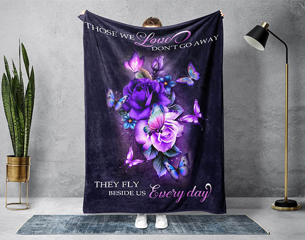Butterfly Memorial Blanket, Heaven Blanket, Sympathy Blanket, Loss Of Loved One Blanket, Remembrance Blanket, Grief Blanket Main image