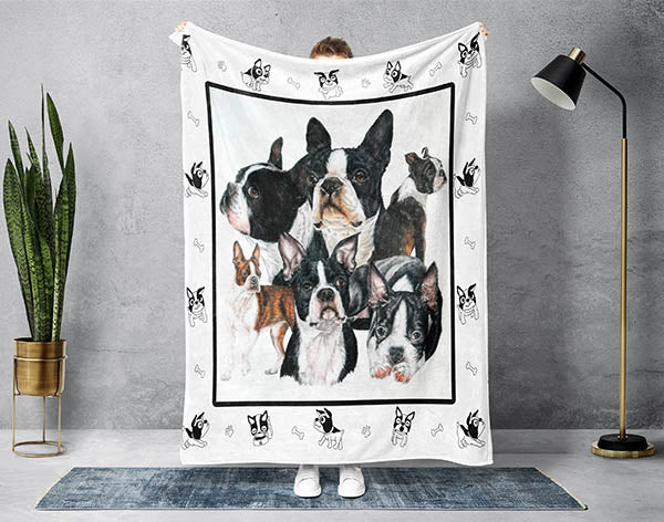 Cute Boston Terrier Blanket, Boston Terrier Lover Blanket, Dog Lover Blanket, Dog Mom Blanket, Dog Owner Blanket, Boston Terrier Mom Gift Main image