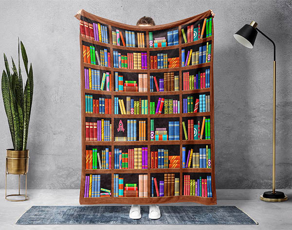 Bookshelf Blanket, Book Lover Blanket, Bookish Blanket, Bookworm Blanket, Reading Blanket, Bookaholic Blanket, Librarian Blanket Main image