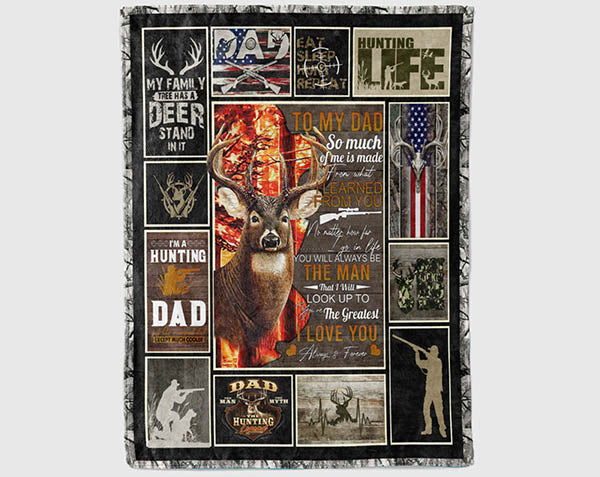Deer Hunting Blanket, Hunting Dad Fleece Sherpa Blanket, Deer Hunter Blanket, Deer Lover Blanket, Hunting Dad Gift, Husband Blanket Secondary image