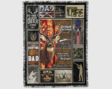 Deer Hunting Blanket, Hunting Dad Fleece Sherpa Blanket, Deer Hunter Blanket, Deer Lover Blanket, Hunting Dad Gift, Husband Blanket