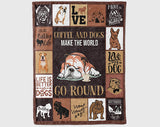 Bulldog Coffee Blanket, Bulldog Lover Blanket, Bulldog Mom Gift, Coffee Lover Blanket, Dog Mom Blanket, Dog Lover Blanket, Dog Owner Blanket