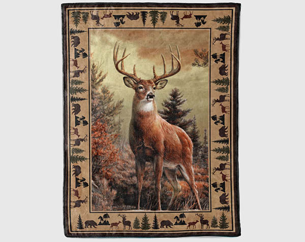 Vintage Deer Hunting Blanket, Deer Hunter Blanket, Hunting Dad Fleece Sherpa Blanket, Deer Lover Blanket, Hunting Dad Gift, Husband Blanket Secondary image
