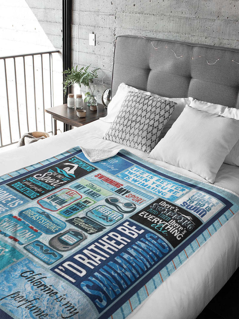 Swimming Blanket, Swimmer Fleece Sherpa Blanket, Pool Life Blanket, Sport Blanket, Hobby Blanket, Swim Blanket, Swim Coach Gift