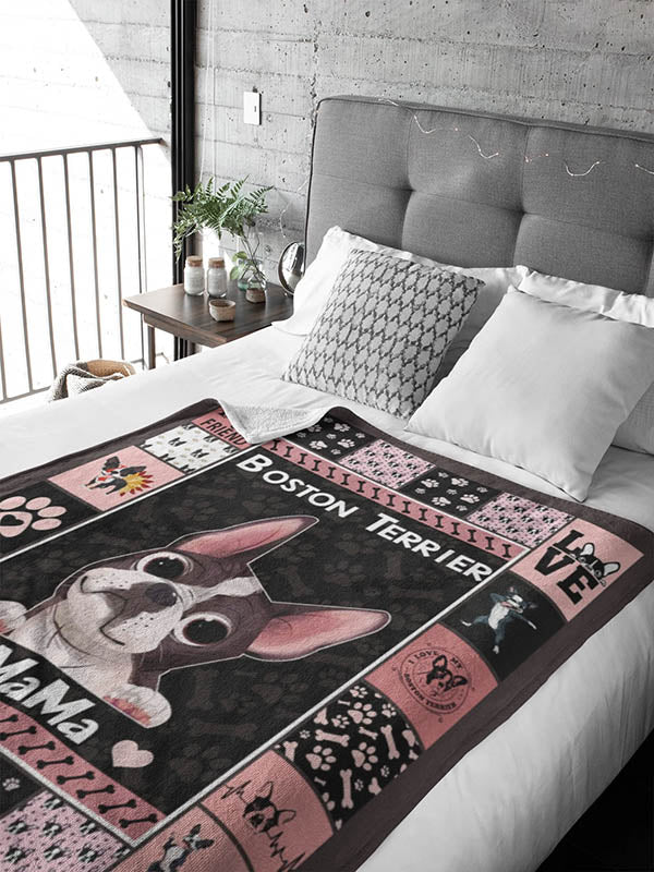 Boston Terrier Girl Blanket, Boston Terrier Dog Mom Blanket, Dog Lover Blanket, Dog Owner Blanket, Boston Terrier Mom Gift, Dog Mom Blanket Secondary image